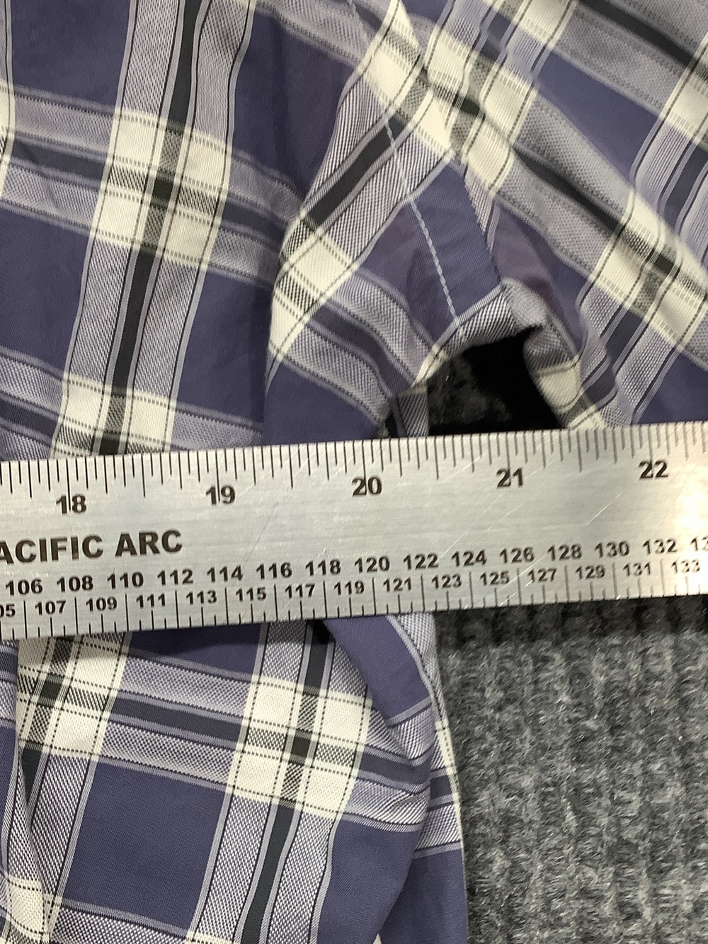 Men's Navy and White Plaid Casual Button-Down Shirt - Picture 2 of 5